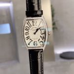 Copy Franck Muller Cintree Curvex White Dial Stainless Steel Diamond Case Ladies Watch